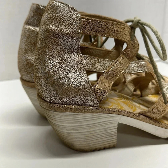 Fly London Want Sandals Heeled Lace Up High Heels Metallic Gold Size 40 9 9.5 - Picture 4 of 10